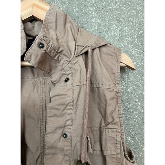 Love Tree Tan Hooded Utility Vest Women's Size Small - Picture 4 of 13